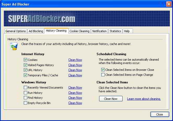 Super Ad Blocker - Cleaning Option Super Ad Blocker - Cleaning Option